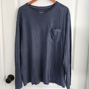 Billy Reid Washed Tee Mens XL Garment Dye Gray Pima Cotton Long Sleeve Crew Neck